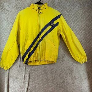 Polo Ralph Lauren Womens Medium Zip Up Track Jacket Yellow Logo Stripe Vintage